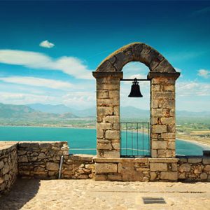 Greece-bell-overlooking-the-sea